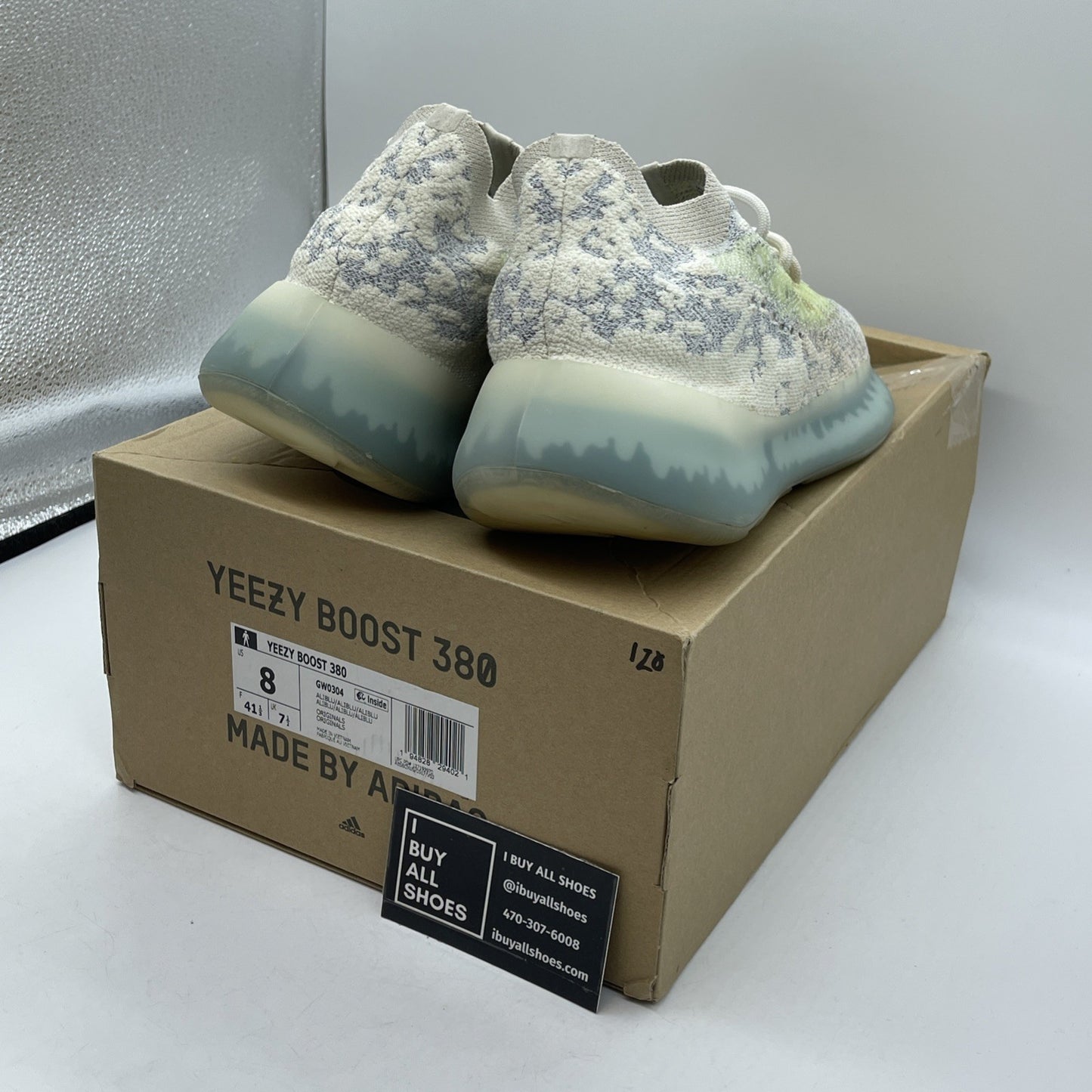 Size 8 - adidas Yeezy Boost 380 Alien Blue White Suede (GW0304)