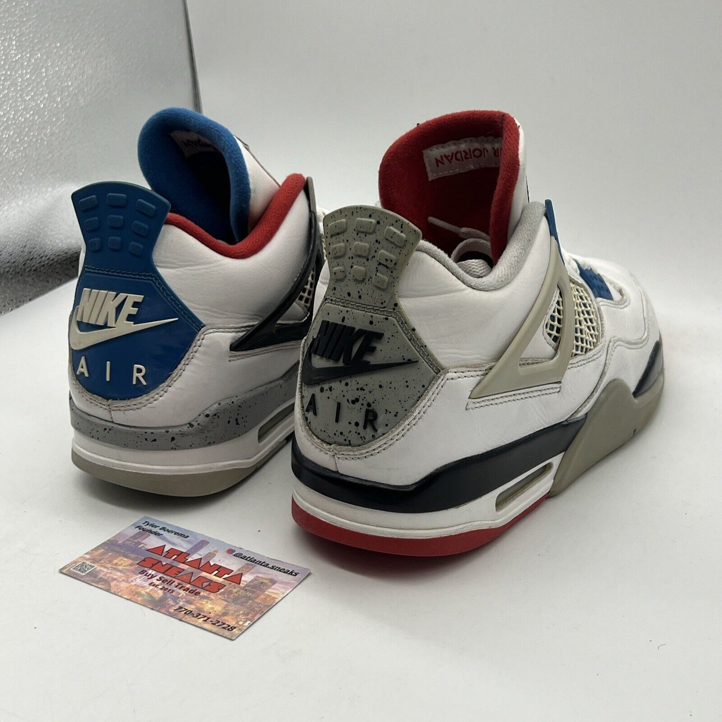 Size 10 - Jordan 4 Retro SE Mid What The 4 White Black Blue Red Leather Grey