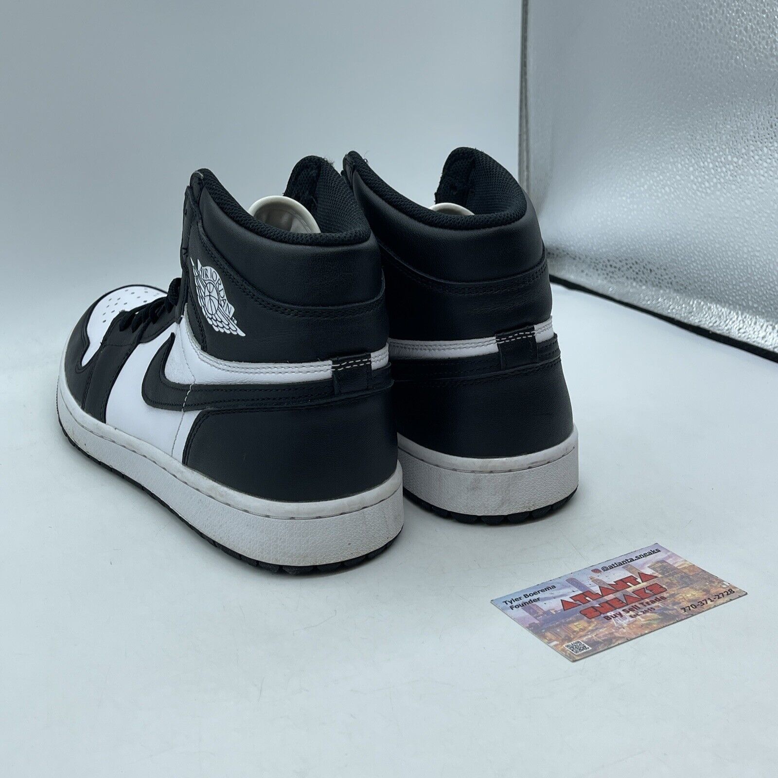 Size 10.5 - Jordan 1 High Golf Panda White Black Leather (DQ0660-101)