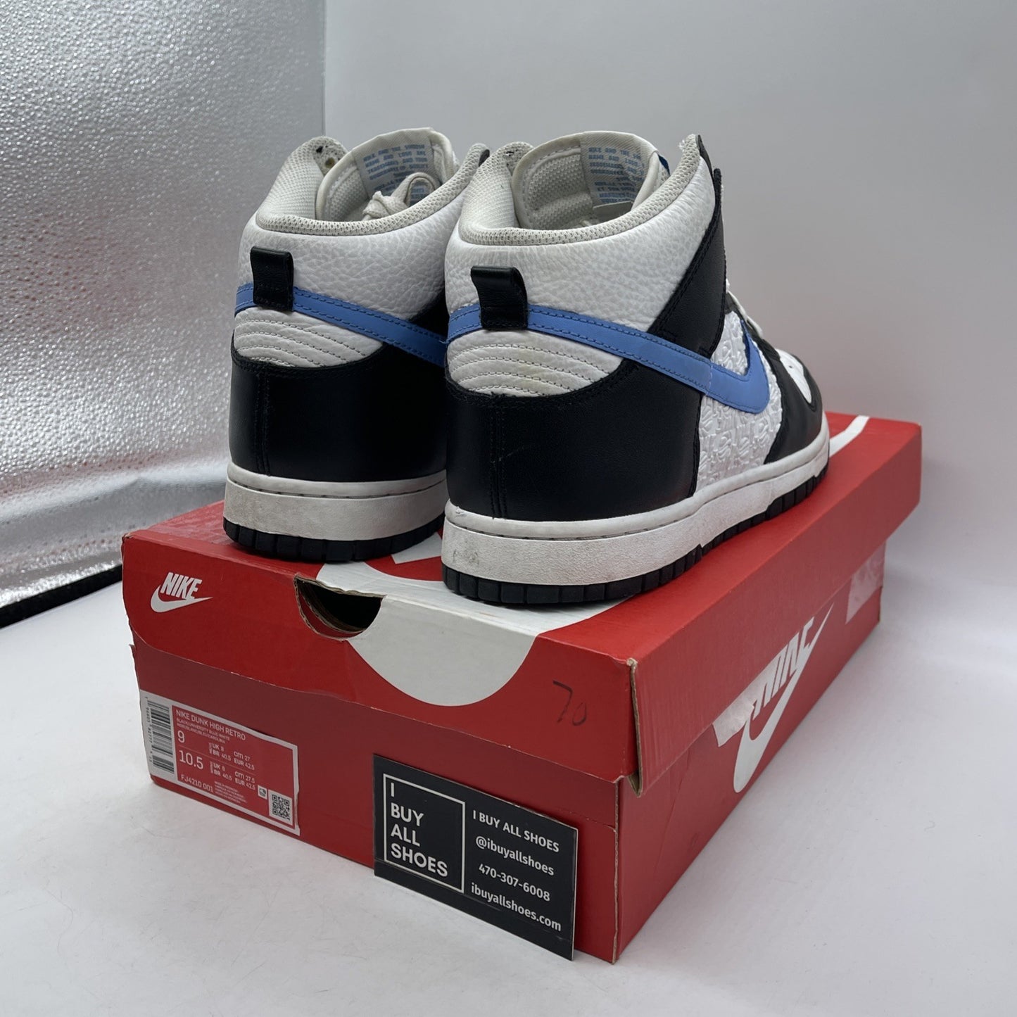 Size 9 - Nike Dunk High EMB 'University Blue' White Leather (FJ4210-001)