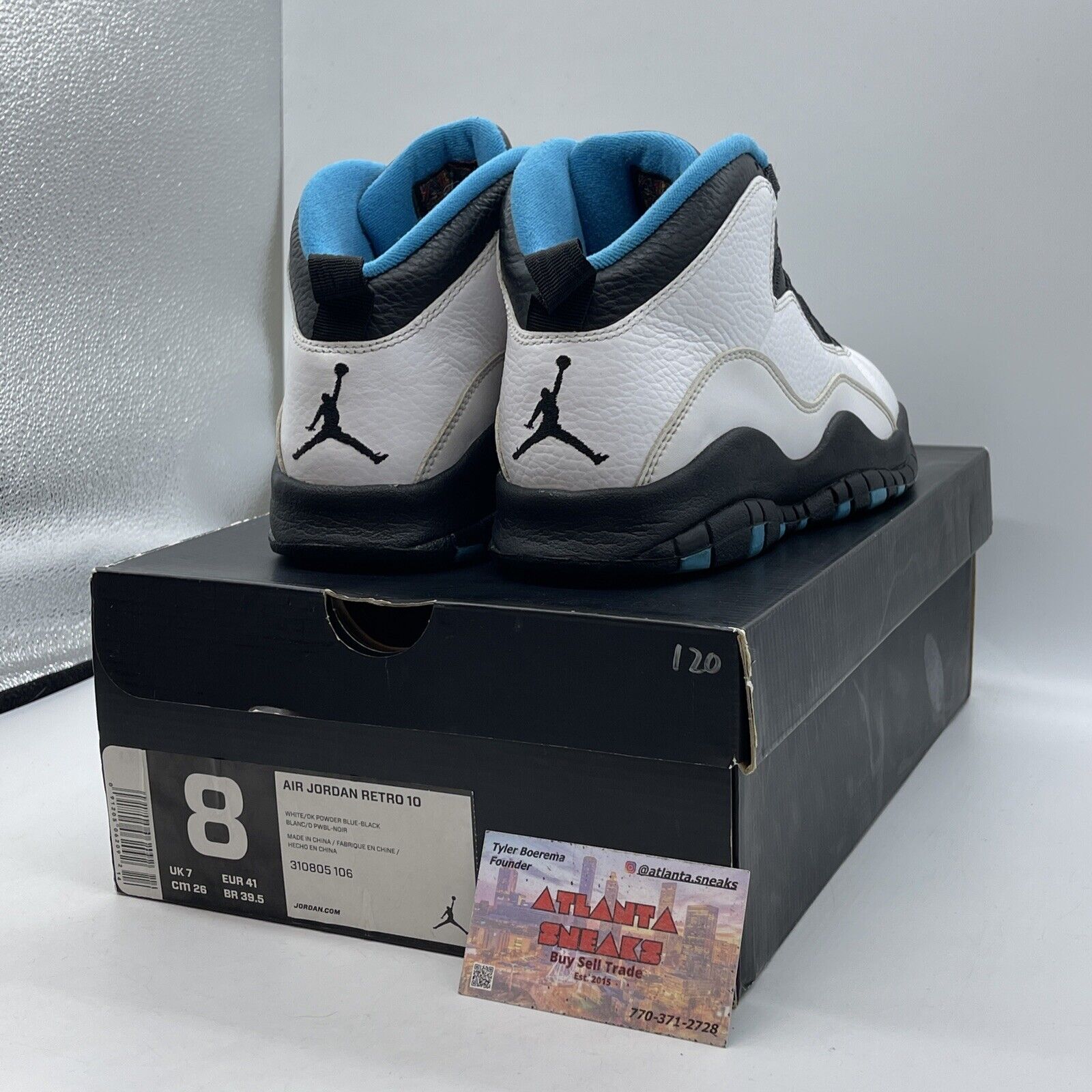 Size 8 - Air Jordan 10 Retro 2014 Powder Blue White Black Leather (310805-106