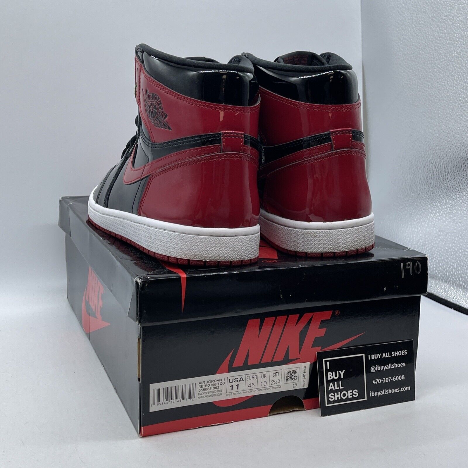 Size 11 - Jordan 1 Retro OG High Patent Bred Red Black White (555088-063)