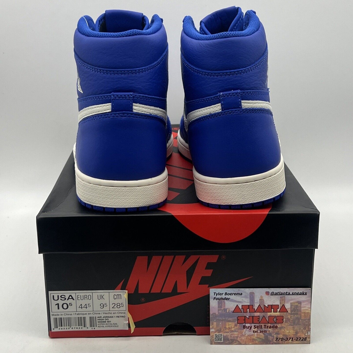 Size 10.5 - Air Jordan 1 Retro OG High Hyper Royal White Leather (555088-401)