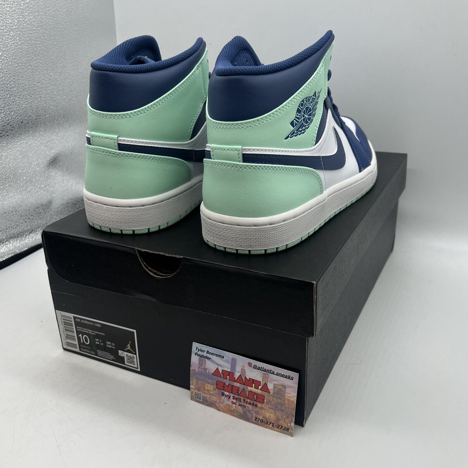 Size 10 - Jordan 1 Mid Blue Mint 2022 Brand New Og All