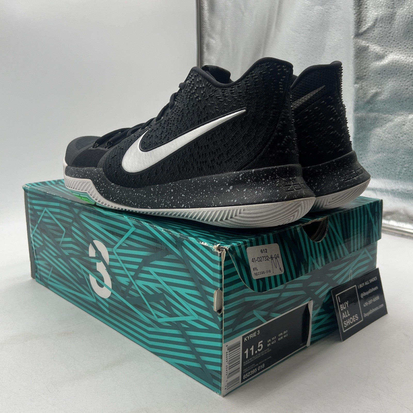 Size 11.5 - Nike Kyrie 3 Black Ice (852395-018)