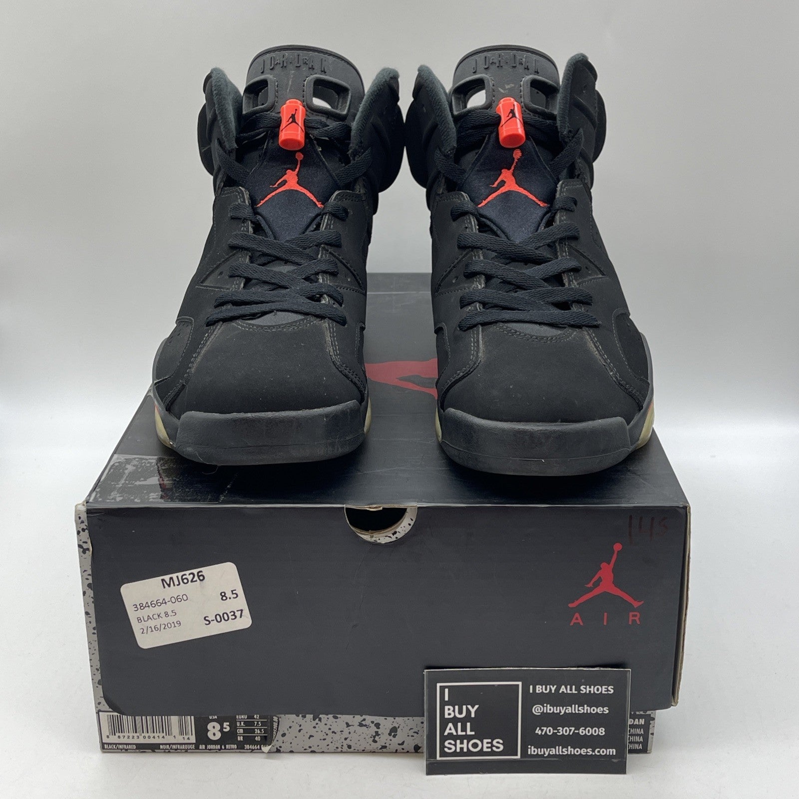 Size 8.5 - Jordan 6 Retro Mid Infrared Black Pink Suede (384664-060)