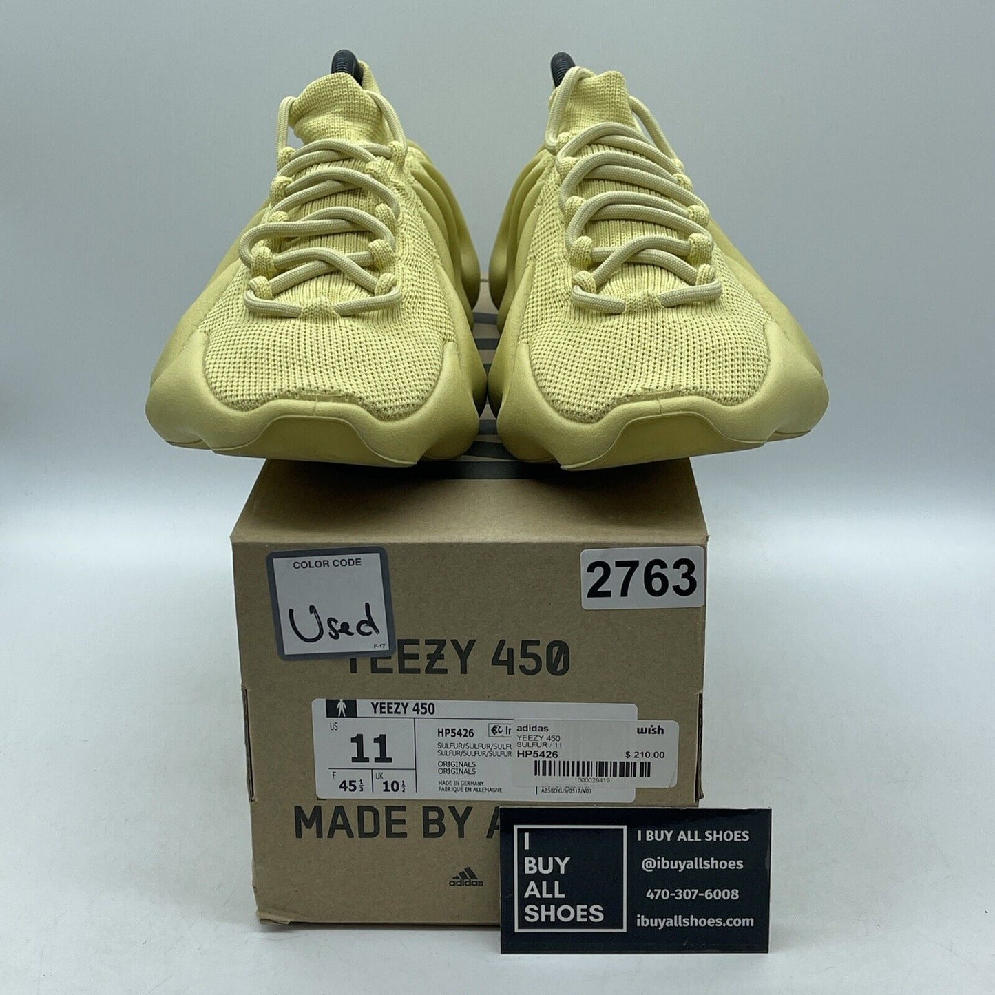 Size 11 - adidas Yeezy 450 Sulfur Yellow Suede (HP5426(