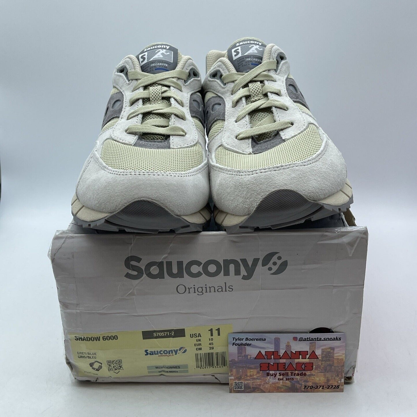 Size 6 - Saucony Shadow 6000 Megabyte Grey Brown Tan white  Suede (S70571-2)