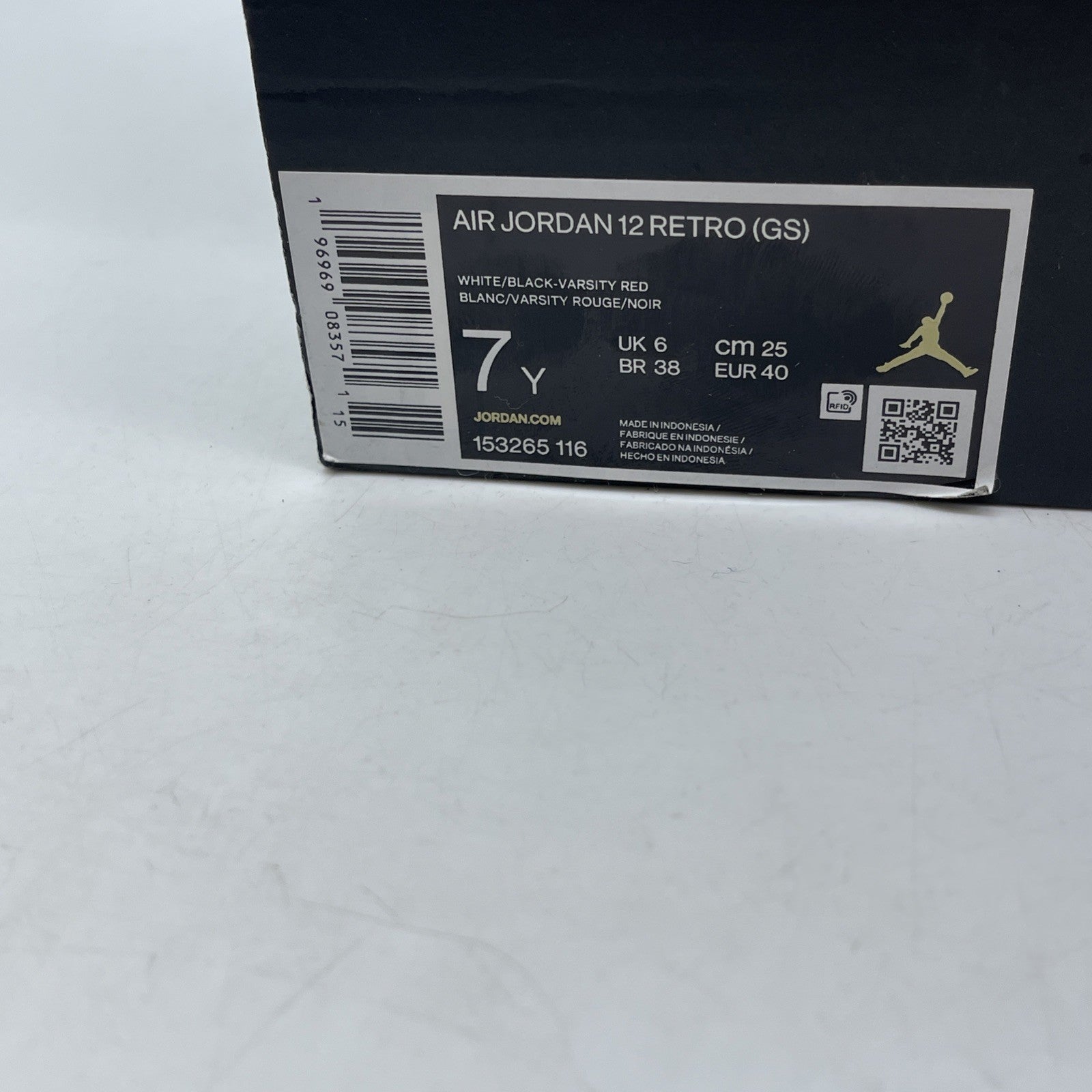 Size 7Y- Jordan 12 Retro 2023 Mid Cherry White Red Leather (153265-116)
