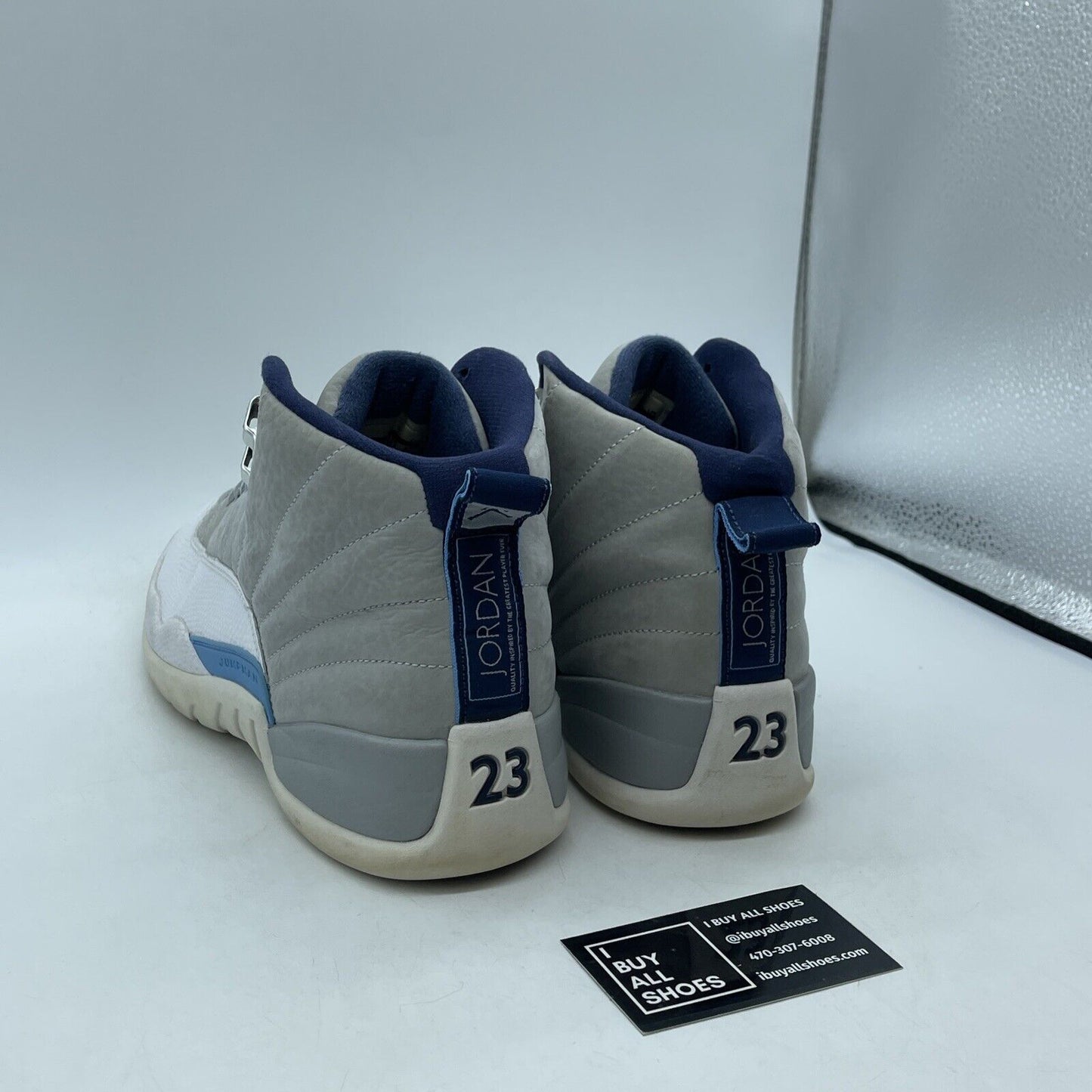 Size 10.5 - Air Jordan 12 Retro Grey University Blue Suede Leather (130690-007)