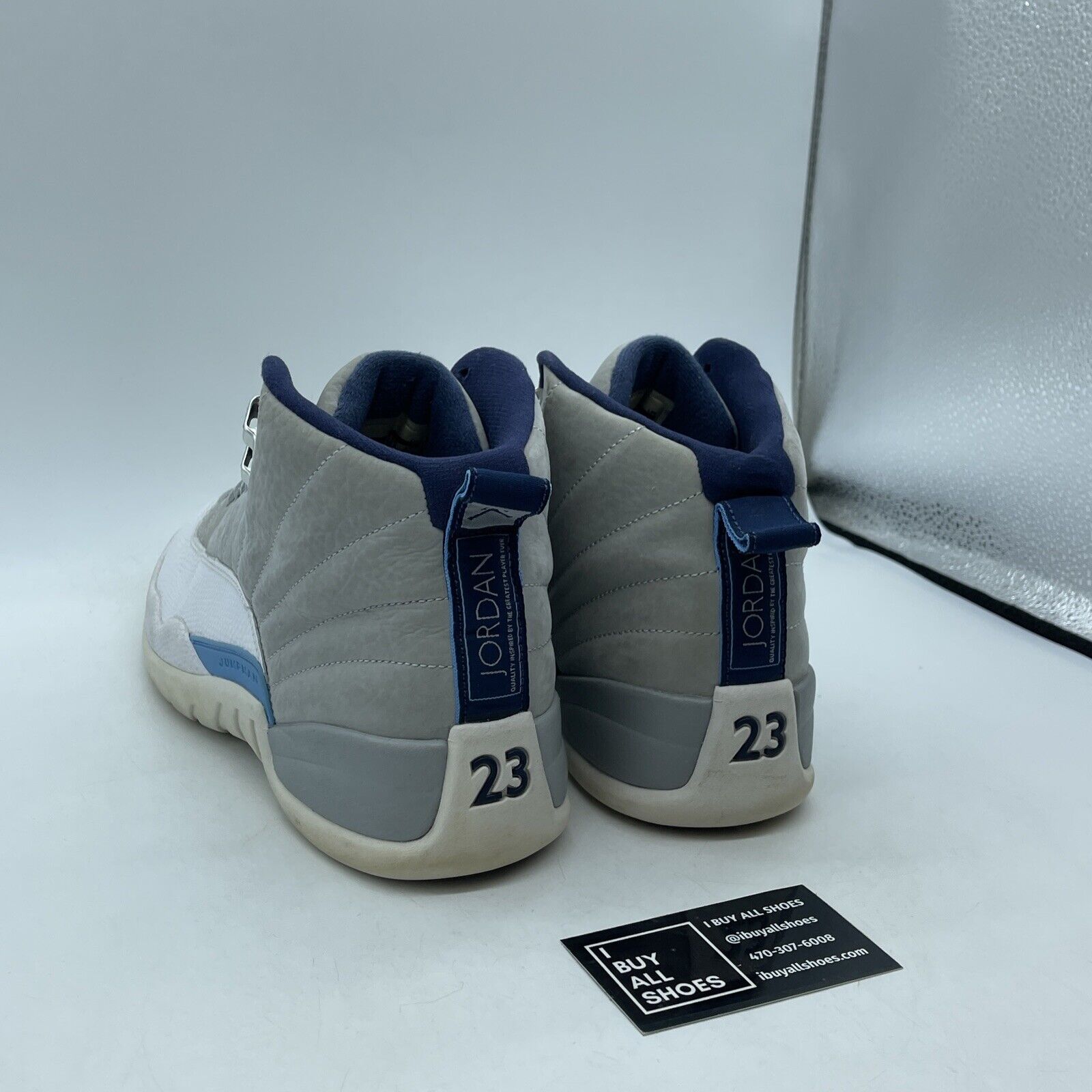 Size 10.5 - Air Jordan 12 Retro Grey University Blue Suede Leather (130690-007)