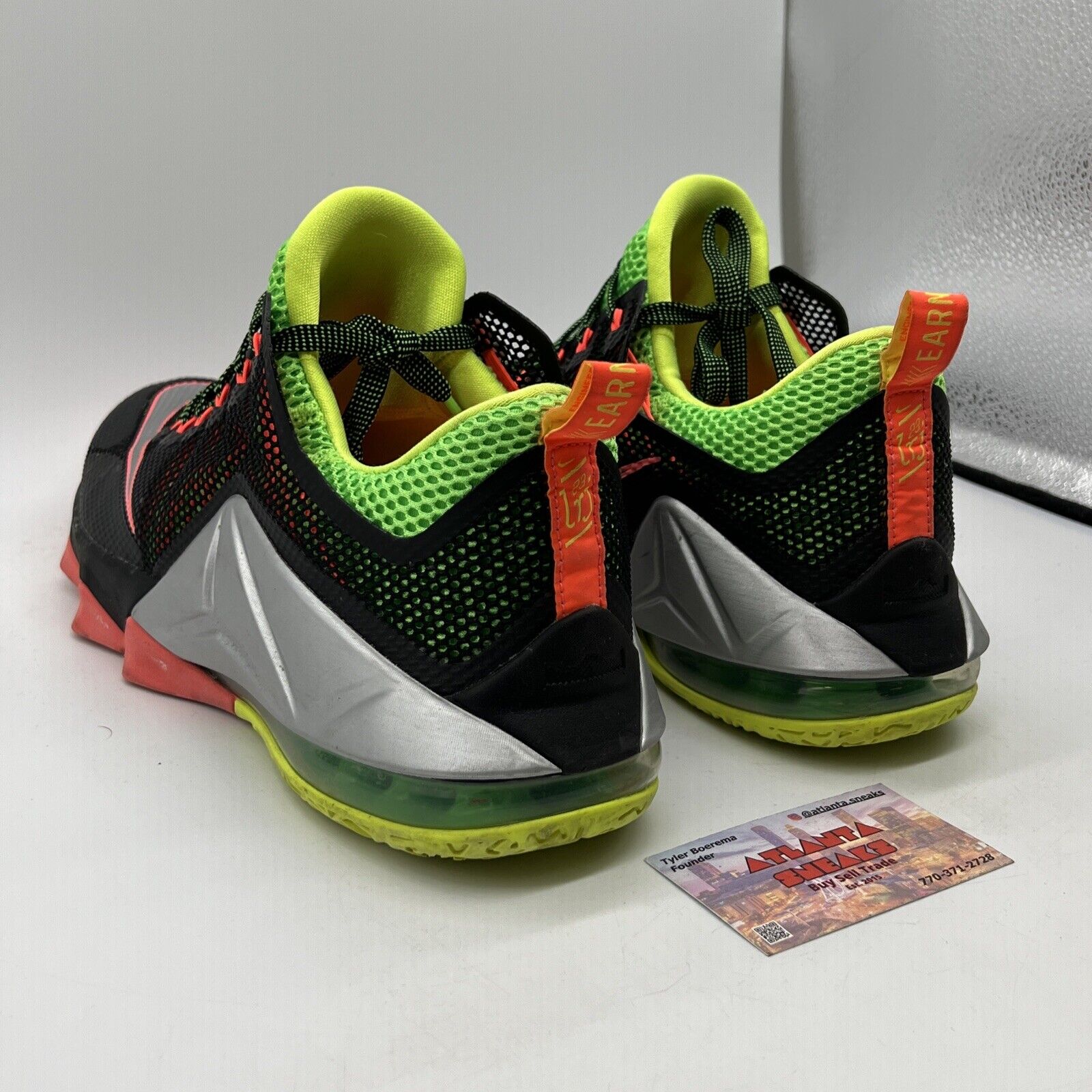 Size 12 - Nike LeBron 12 Low Remix Grey Black Green (724557-003)