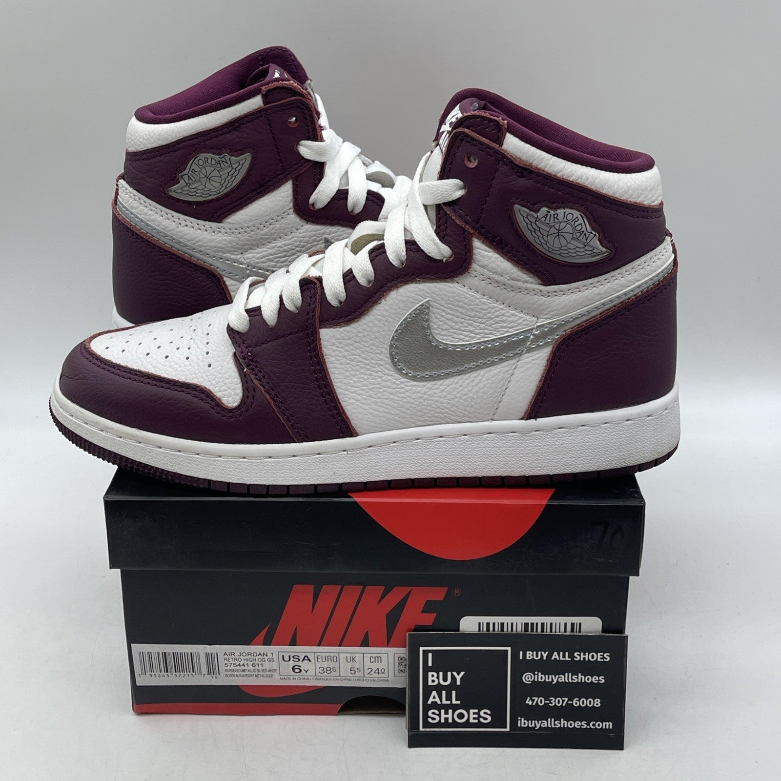 Size 6Y (GS) - Air Jordan 1 Retro OG High Bordeaux (575441-611)