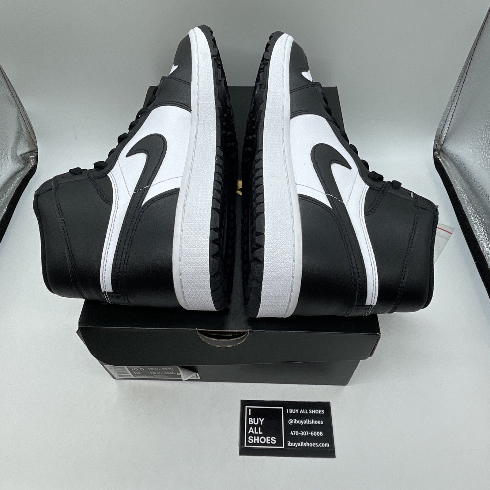 Size 10.5 - Air Jordan 1 High Golf Panda Black White Leather (DQ0660-101)