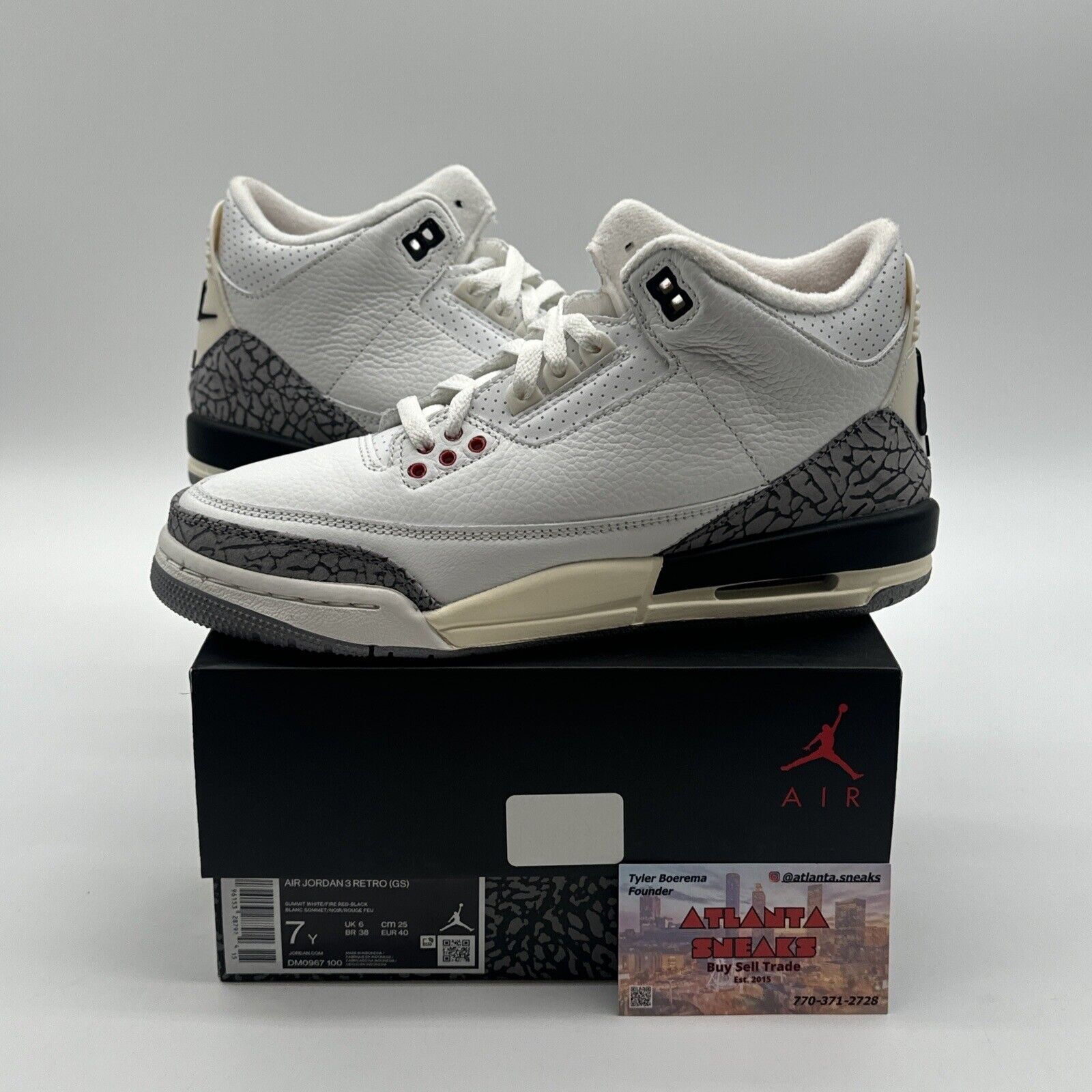 Nike Jordan 3 Retro White Cement Reimagined (DM0967-100) Grade School Size 7Y