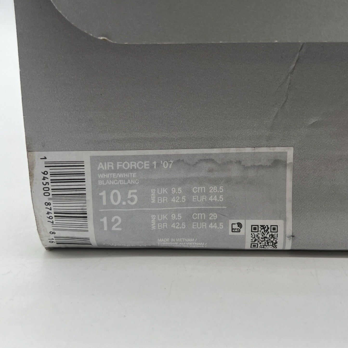 Size 10.5 - Nike Air Force 1 '07 Low Triple White (CW2288-111)