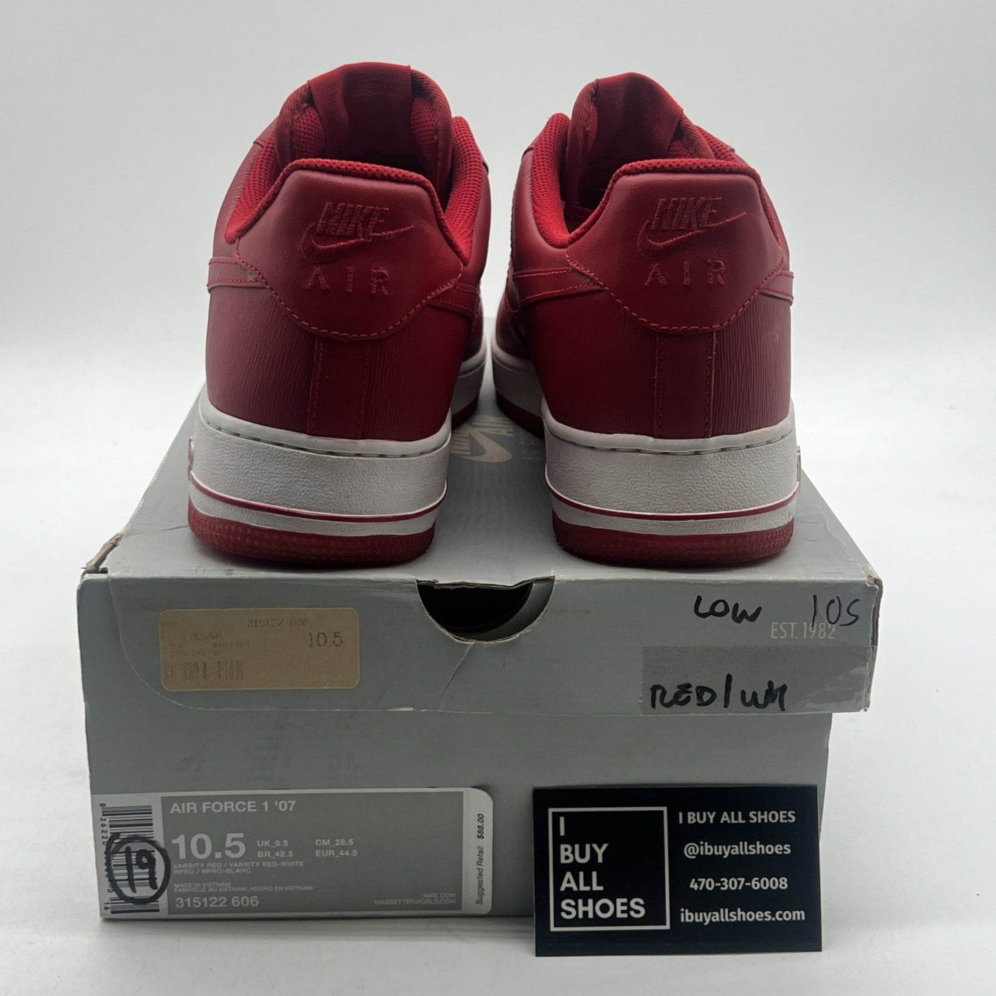 Size 10.5 - Nike Air Force 1 '07 Varsity Red (315122-606)