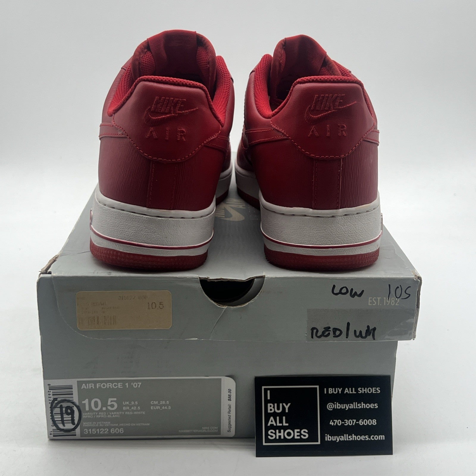 Size 10.5 - Nike Air Force 1 '07 Varsity Red (315122-606)