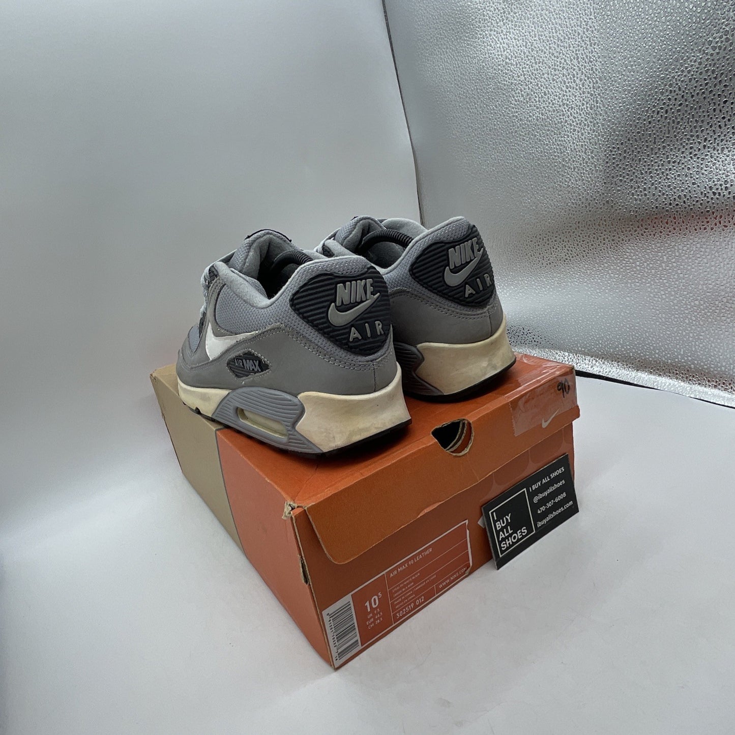 Size 10.5 - Nike Air Max 90 Leather Gray (302519-012)