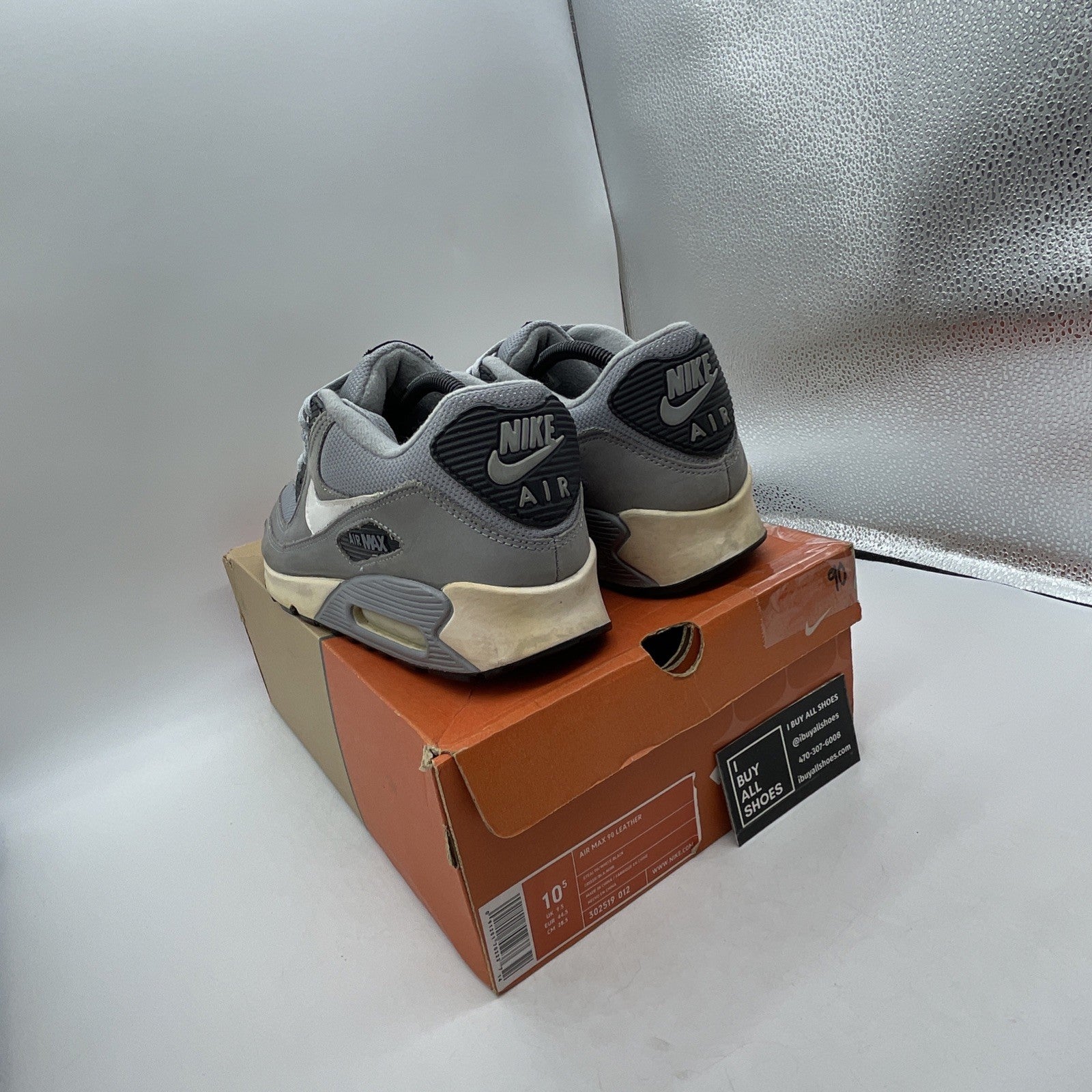 Size 10.5 - Nike Air Max 90 Leather Gray (302519-012)