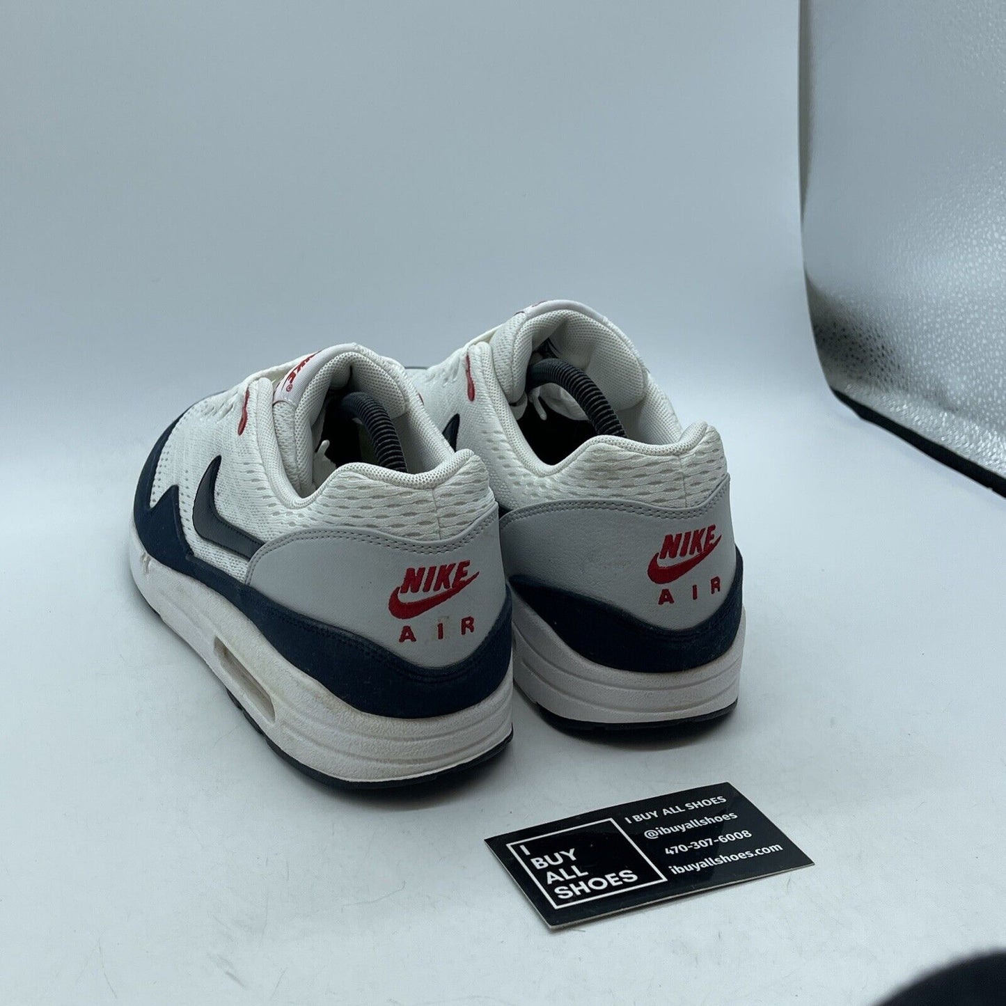 Size 10.5 - Nike Air Max 1 EM 'Dark Obsidian White Blue Suede (554718-106)