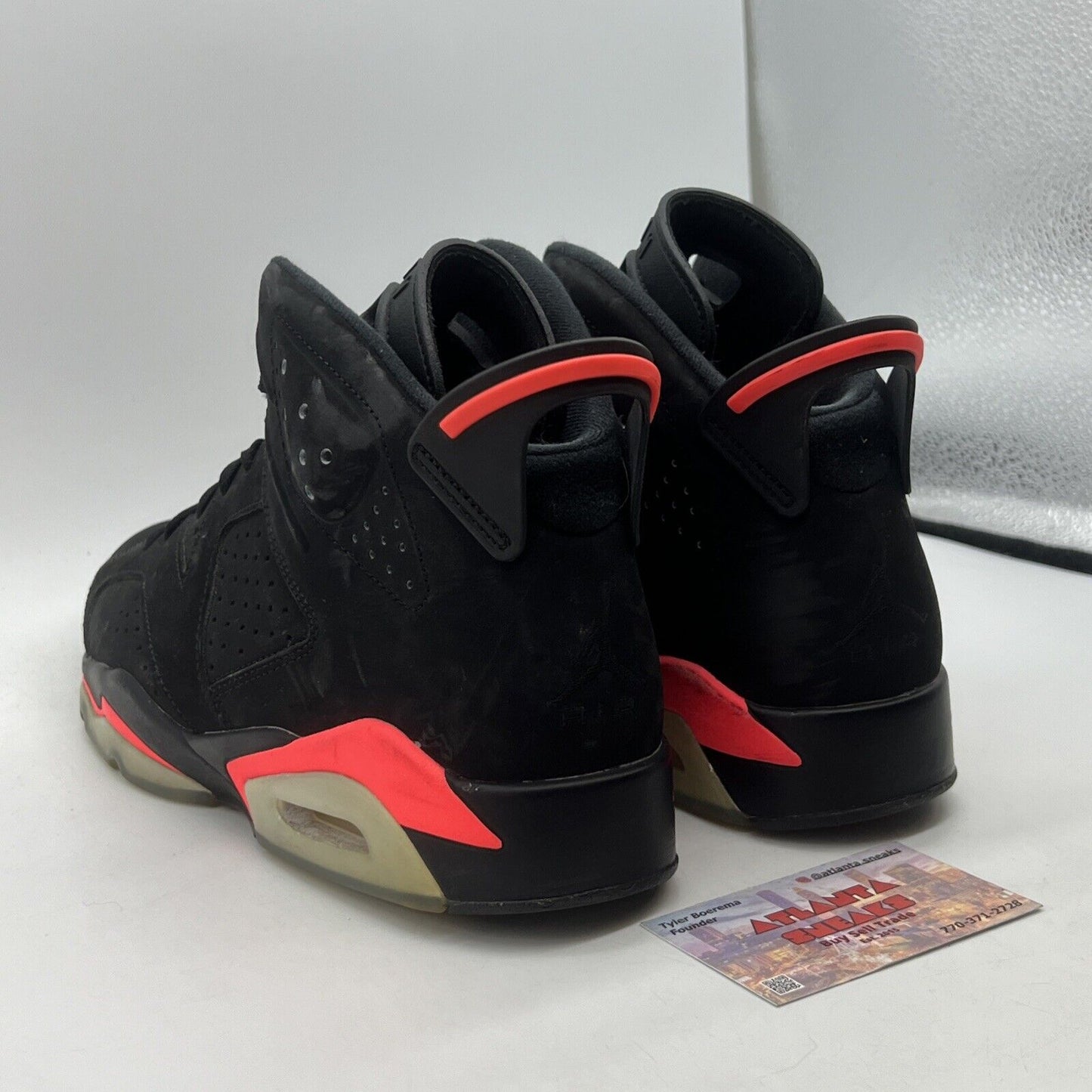 Size 9 - Jordan 6 Retro Infrared Black 2014 Black Suede (384664-023)