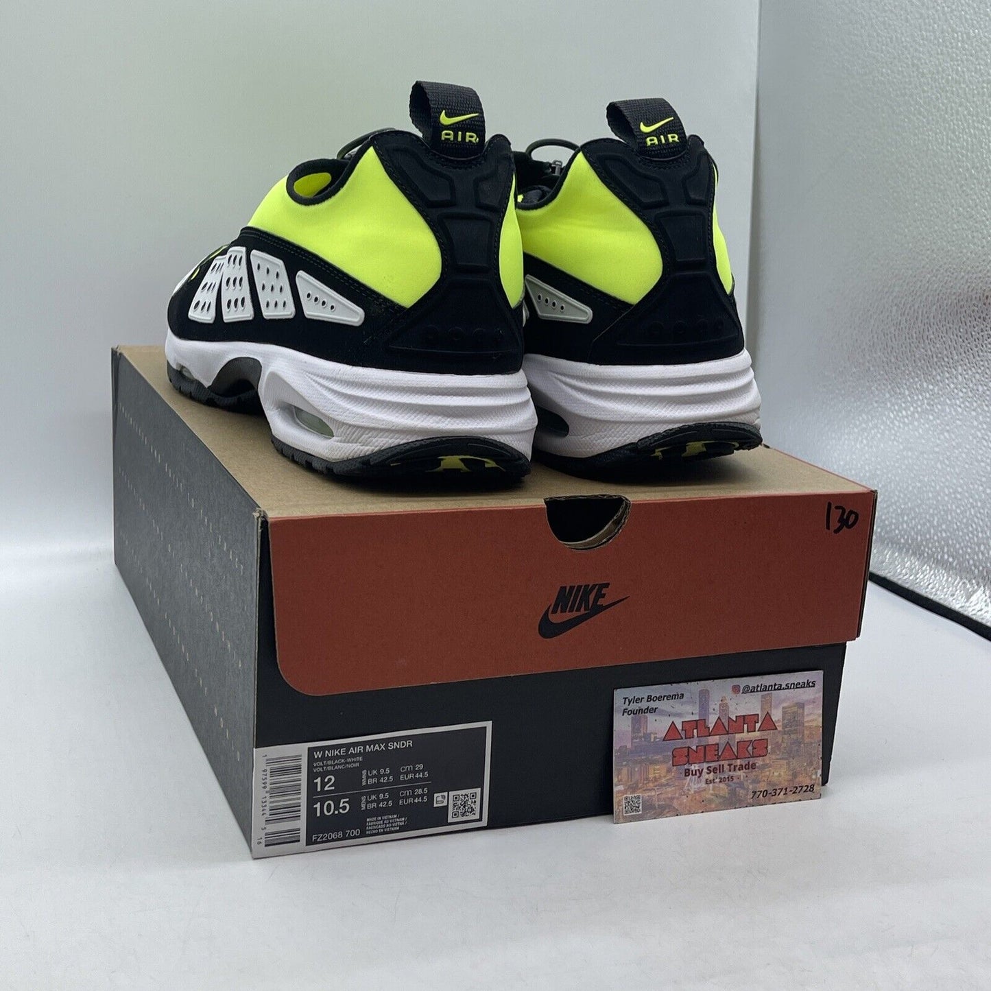 Size 12W - Nike Air Sunder Max Electric Green Black grey Suede (FZ2068-700)