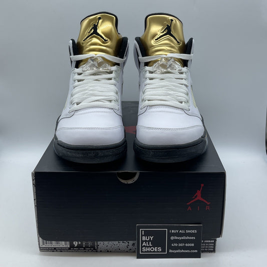 Size 9.5 - Air Jordan 5 Retro Olympic White Gold Leather (136027-133)
