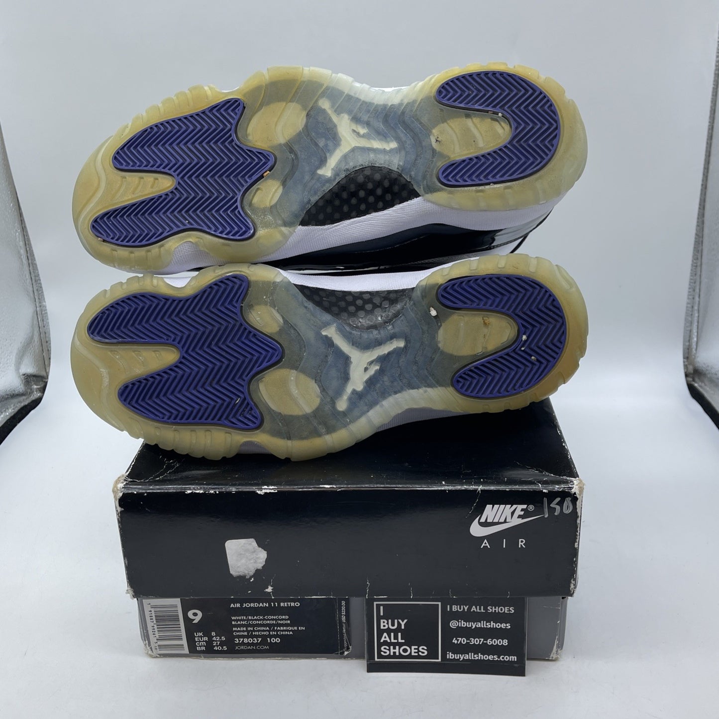 Size 9 - Jordan 11 Retro High Concord Black White Leather (378037-100)
