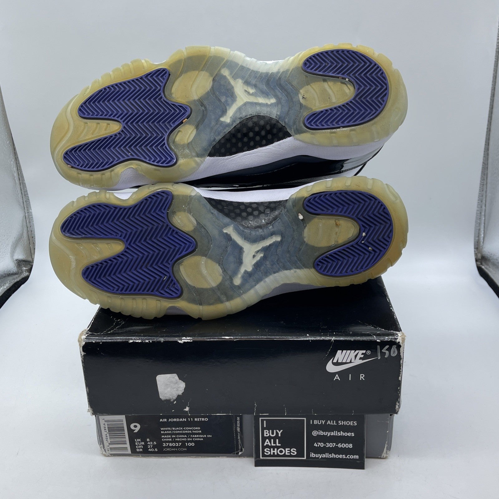 Size 9 - Jordan 11 Retro High Concord Black White Leather (378037-100)