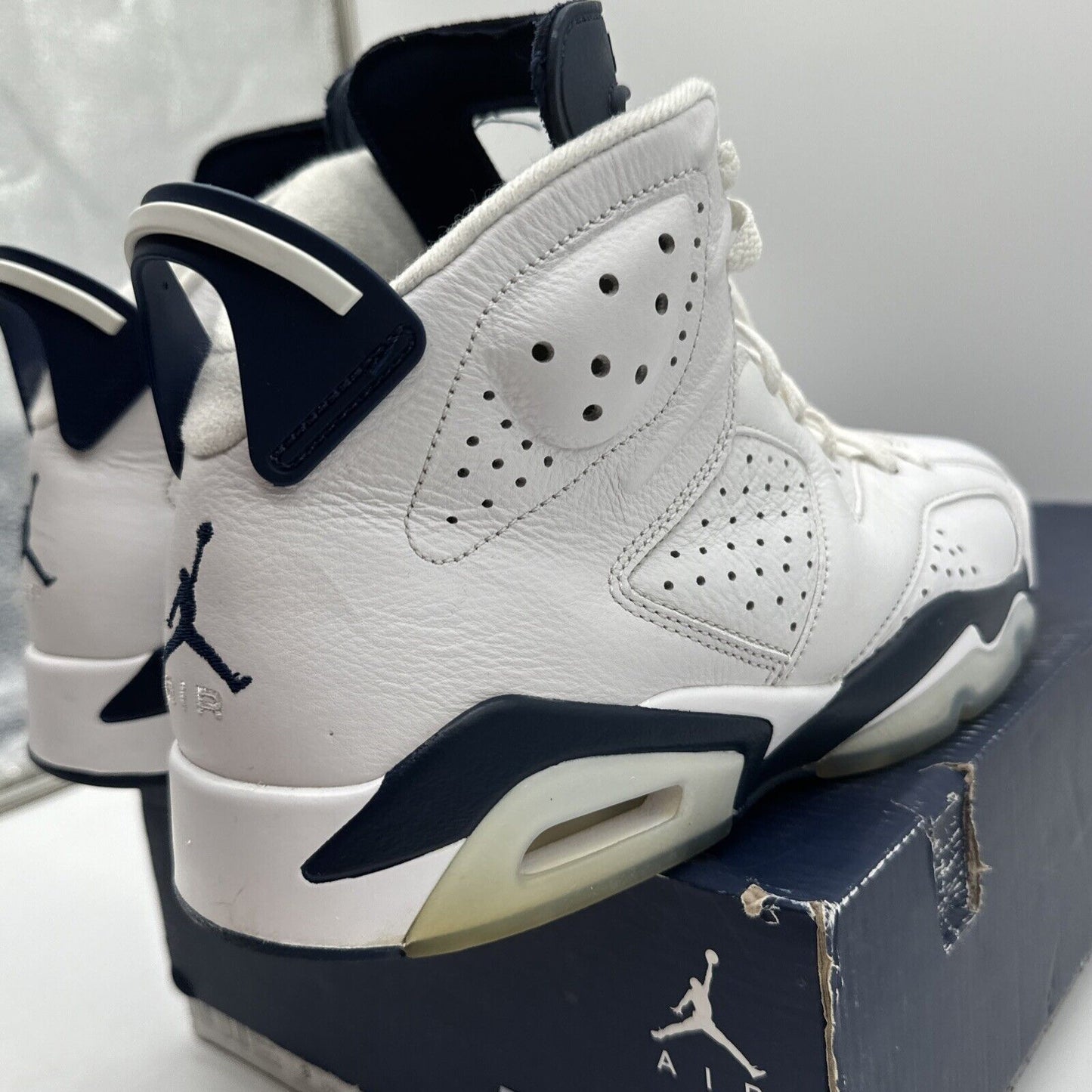 Size 9 - Jordan 6 Retro Midnight Navy White Leather Icy Soles OG All Blues