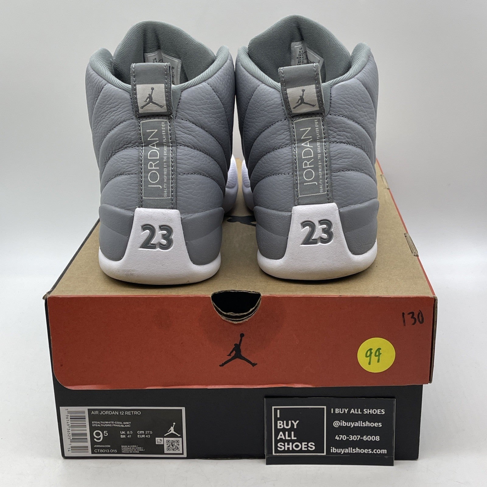 Size 9.5 - Jordan 12 Stealth 2022 Grey White Leather (CT8013-015)
