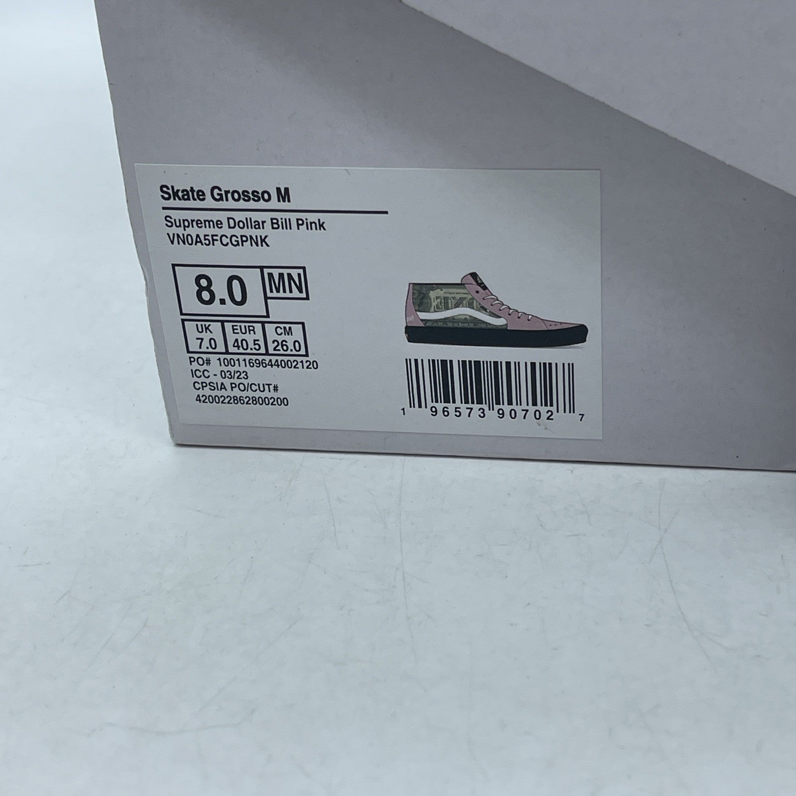 Size 8 - SUP-VANS-23SS-SGM-P Supreme × Vans Doller Skate Grosso Mid Pink