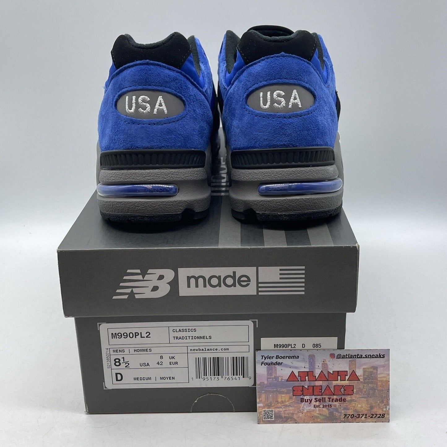 Size 8.5 - New Balance 990v2 Made in USA Blue Suede Black Leather (M990PL2)