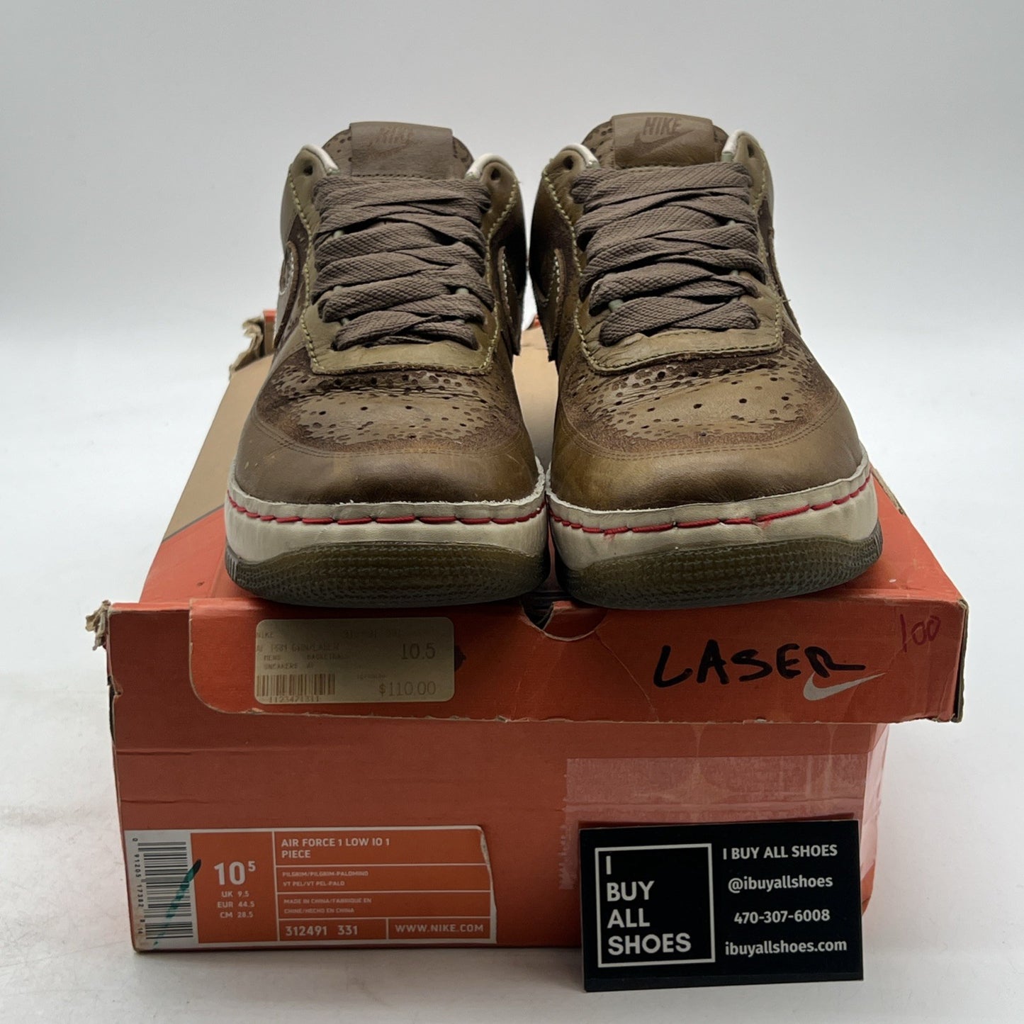 Size 10.5 - Nike Air Force 1 IO 1 Piece Low Brown (312491-331)