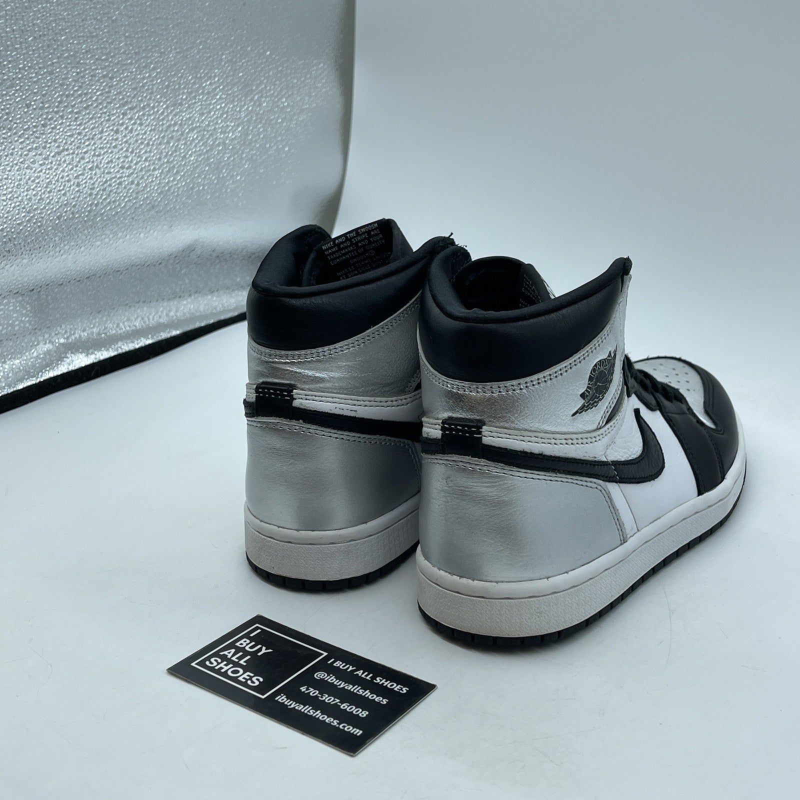 Size 6.5 - Jordan 1 High OG Metallic Silver Black Leather (CD0461-001)