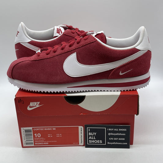 Size 10 - Nike Cortez Basic SE Gym Red White Suede Leather (902803-600)