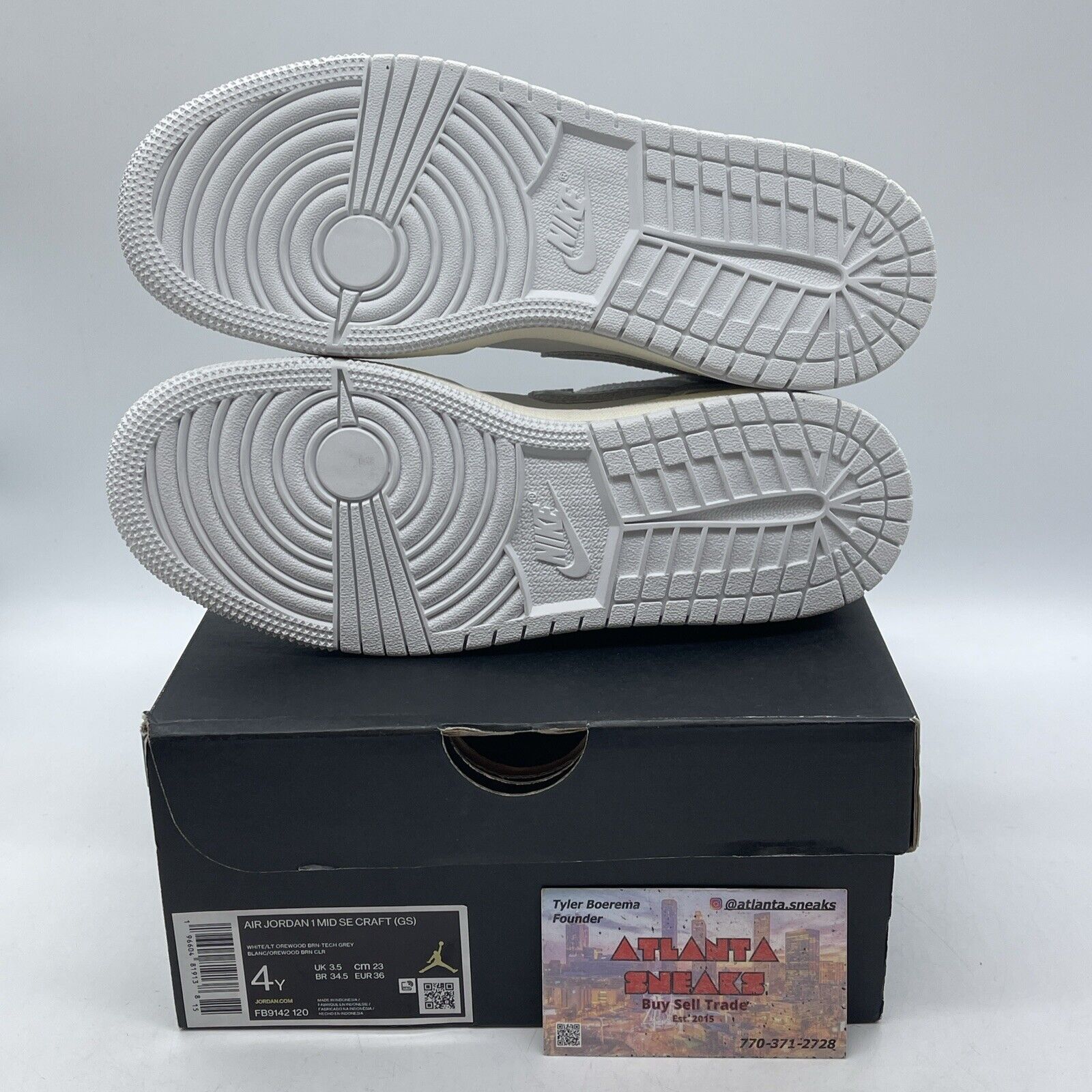 Size 4Y - Air Jordan 1 Mid Craft SE White Brown Gray Suede Leather (FB9142-120)