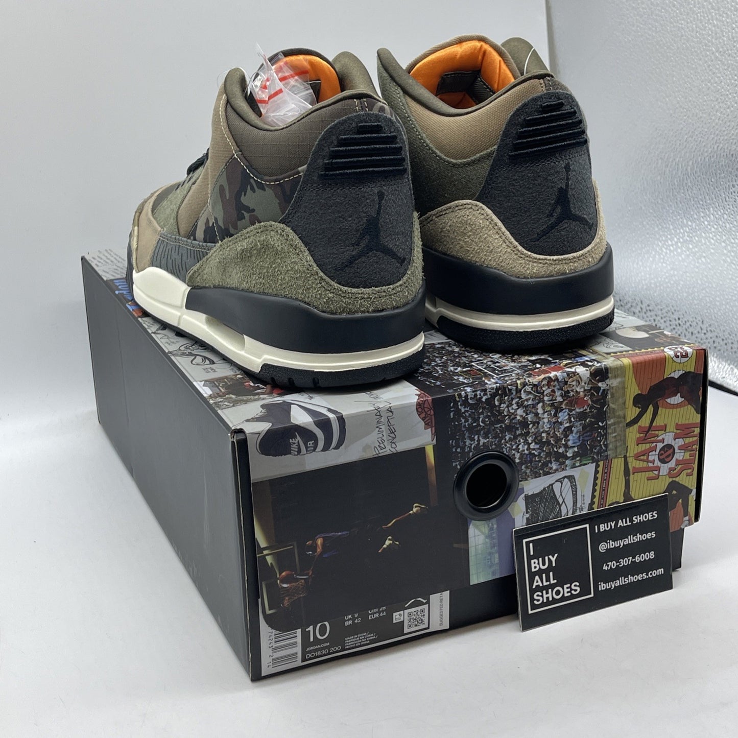Size 10 - Jordan 3 Retro Patchwork 2021 Black Green Suede (DO1830-200)
