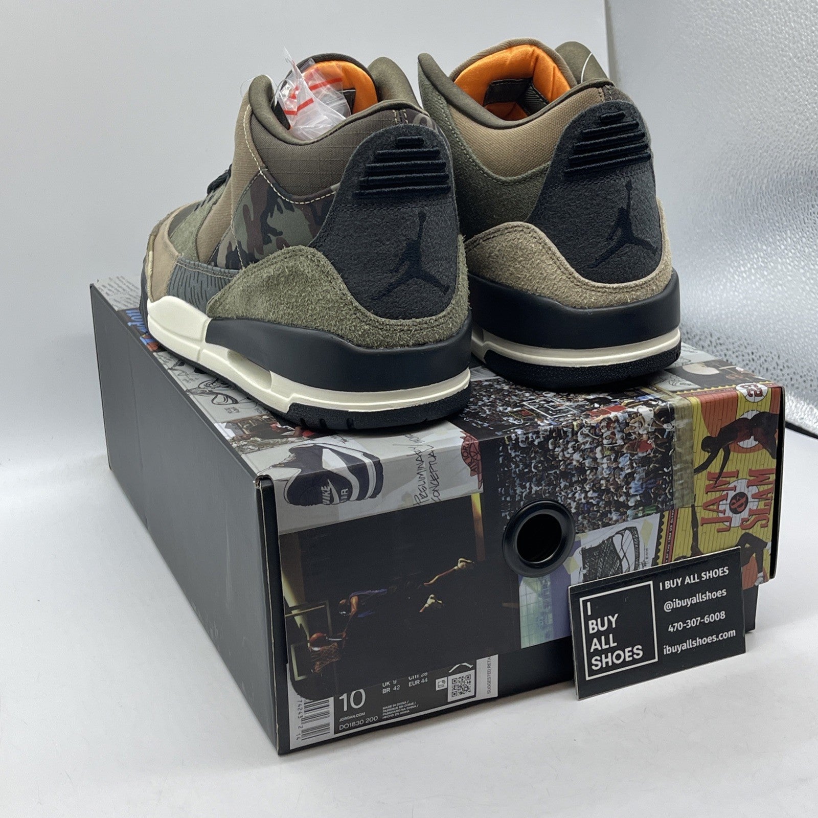 Size 10 - Jordan 3 Retro Patchwork 2021 Black Green Suede (DO1830-200)