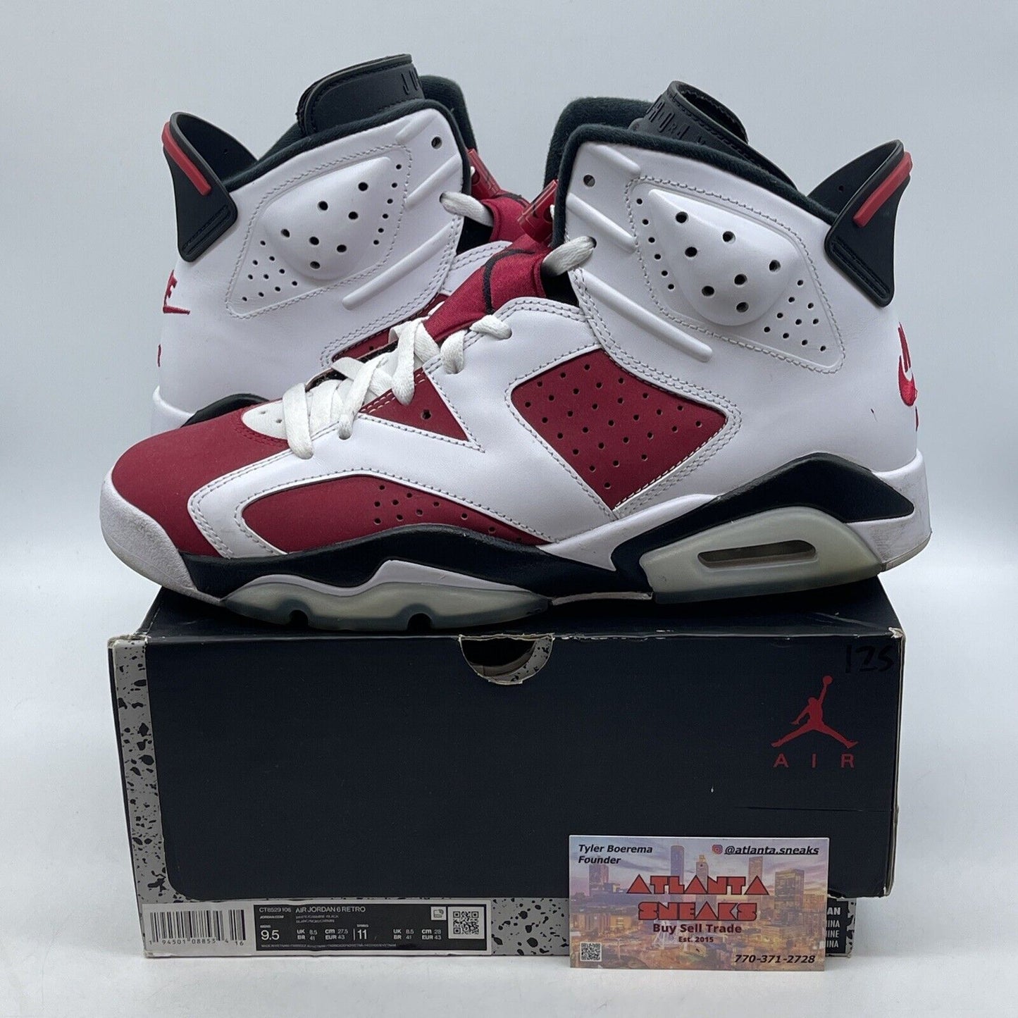 Size 9.5 - Jordan 6 Retro OG Mid Carmine White Red Suede Leather (CT8529-106)