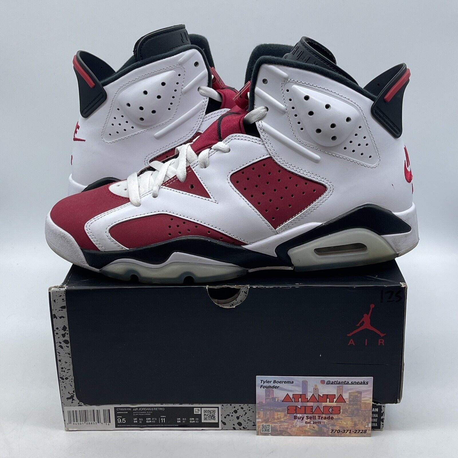 Size 9.5 - Jordan 6 Retro OG Mid Carmine White Red Suede Leather (CT8529-106)