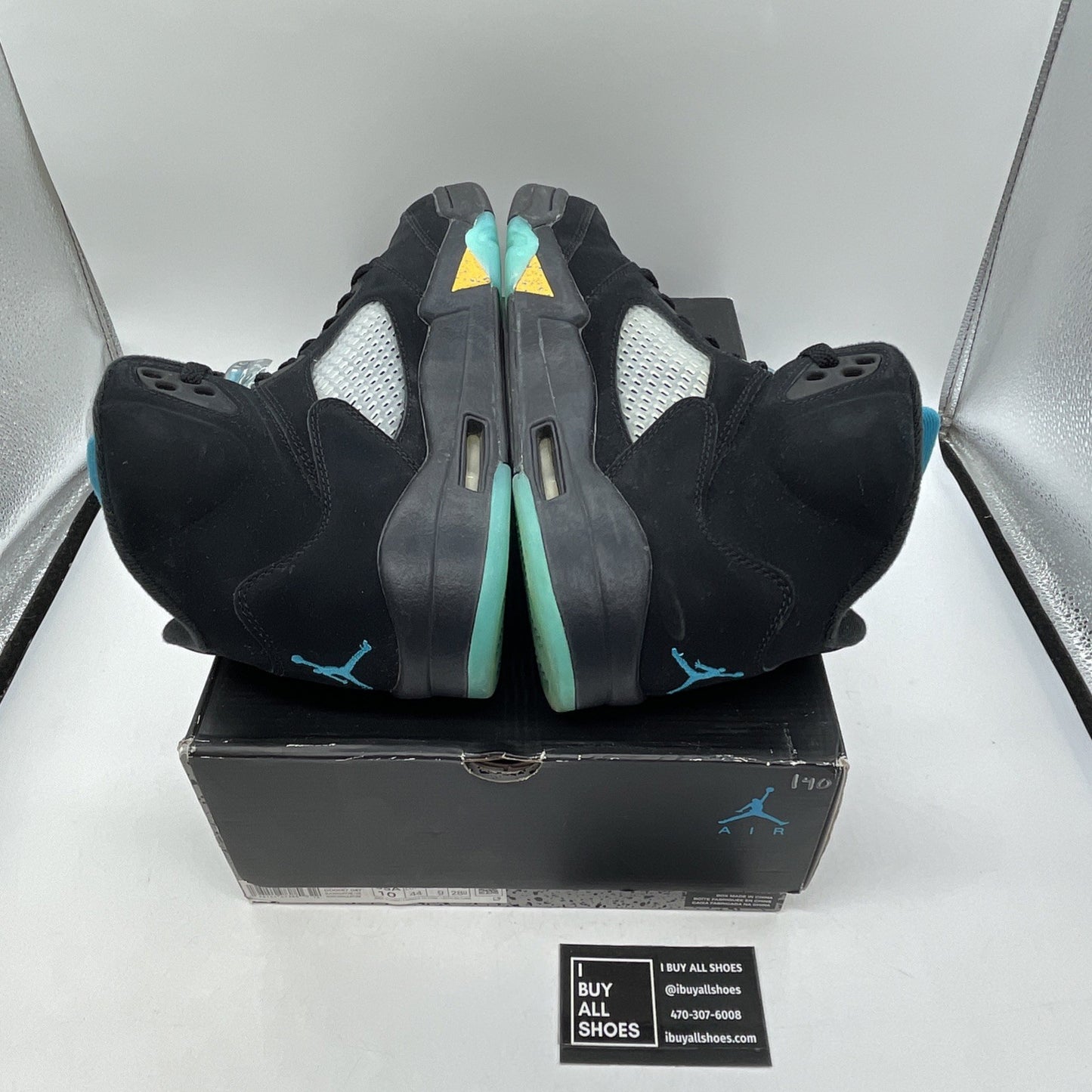Size 10 - Jordan 5 Retro Mid Aqua Black Blue Yellow Suede (DD0587-047)