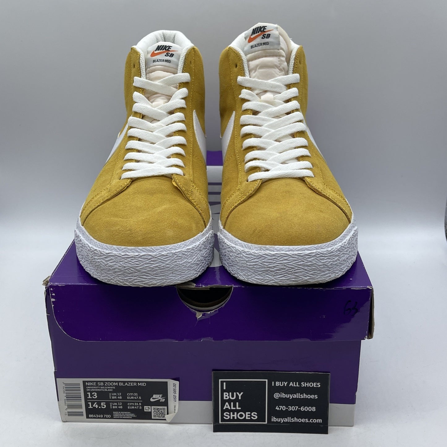 Size 13 - Nike Zoom Blazer SB Mid University Gold (864349-700)