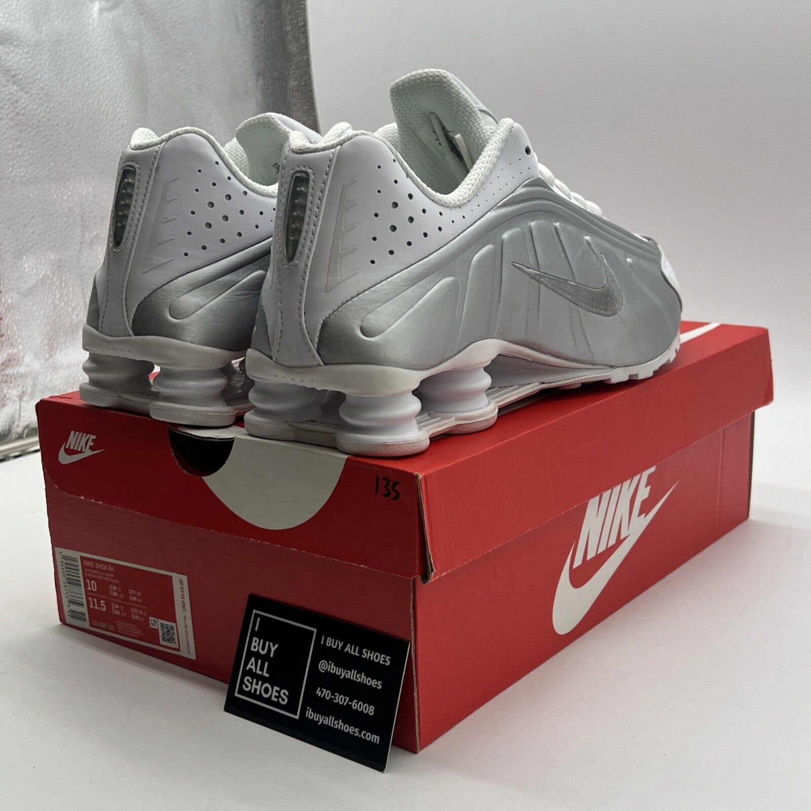 Size 10 - Nike Shox R4 White Metallic (104265-131)