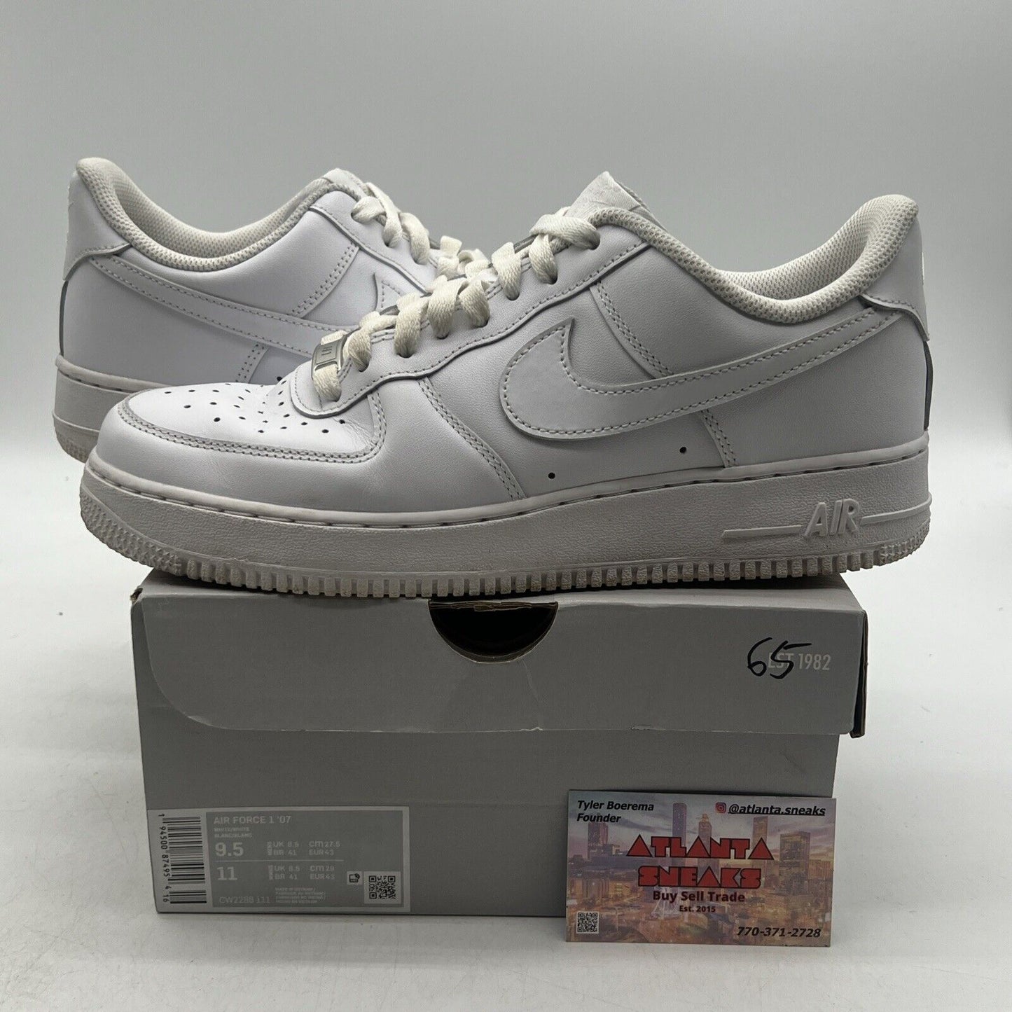 Size 9.5 - Nike Air Force 1 '07 Low Triple White Leather (CW2288-111)