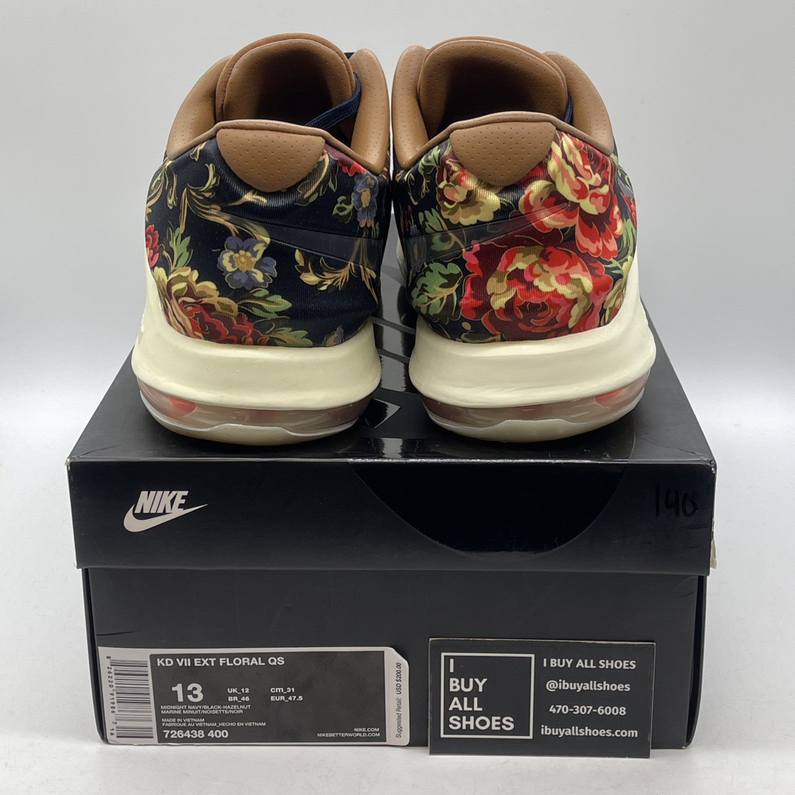Size 13 - Nike KD 7 EXT QS Floral Brown Black Suede Leather (726438-400)