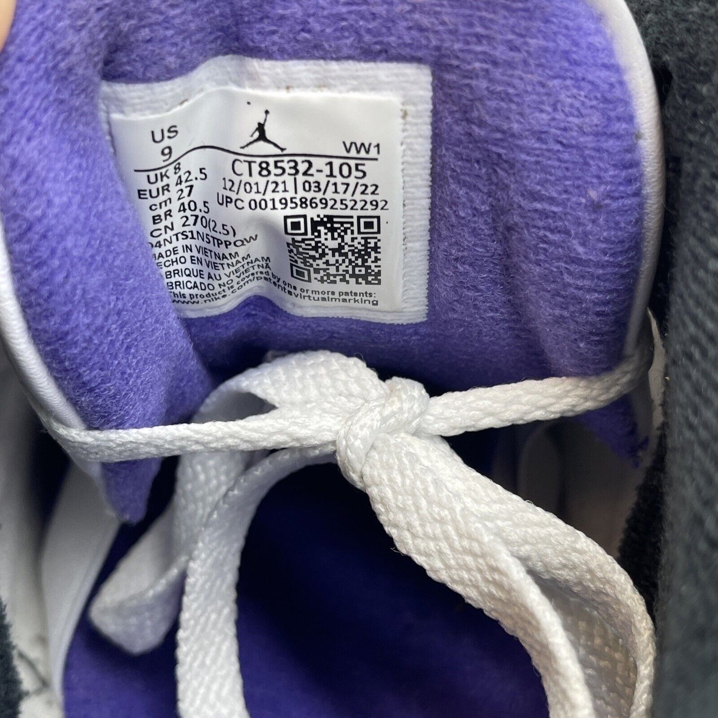 Size 9 - Jordan 3 Retro Mid Dark Iris Purple White Grey (CT8532-105)