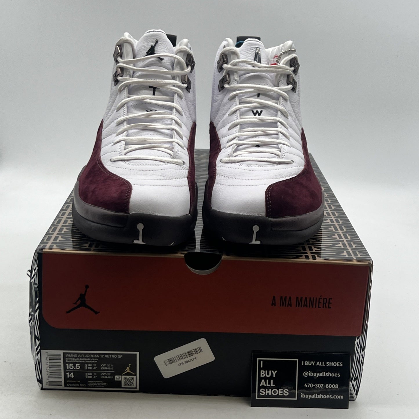 Size 15.5 - Air Jordan 12 Retro SP x A Ma Maniere Mid White W (DV6989-100)