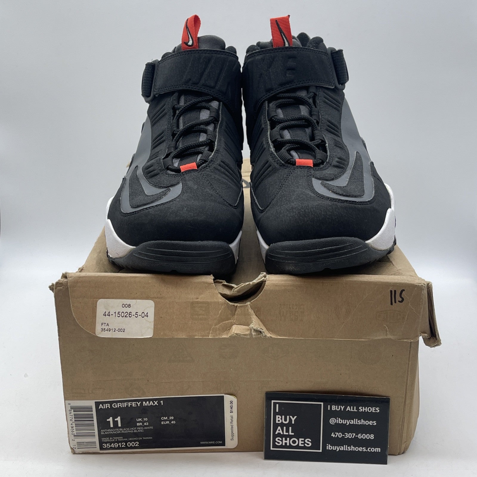 Size 11 - Nike Air Griffey Max 1 Anthracite Black Suede Leather (354912-002)